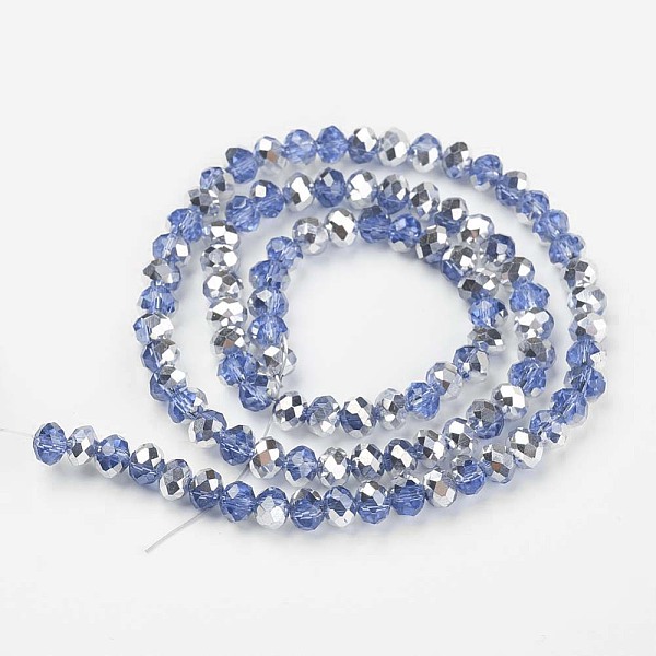 

PandaHall Electroplate Transparent Glass Beads Strands, Half Silver Plated, Faceted, Rondelle, Steel Blue, 3x2mm, Hole: 0.8mm, about...