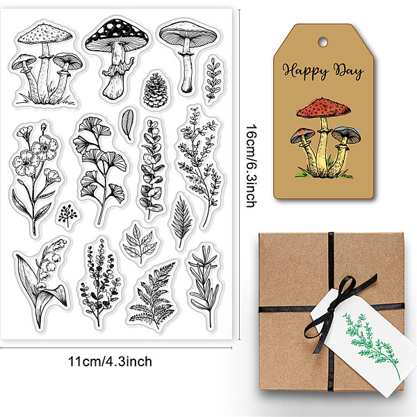 

PandaHall CRASPIRE Mushroom Clear Stamps for Card Making Decoration Scrapbooking Supplies, Pine Cones Clear Stamps Flower Lily Ginkgo Leaves...
