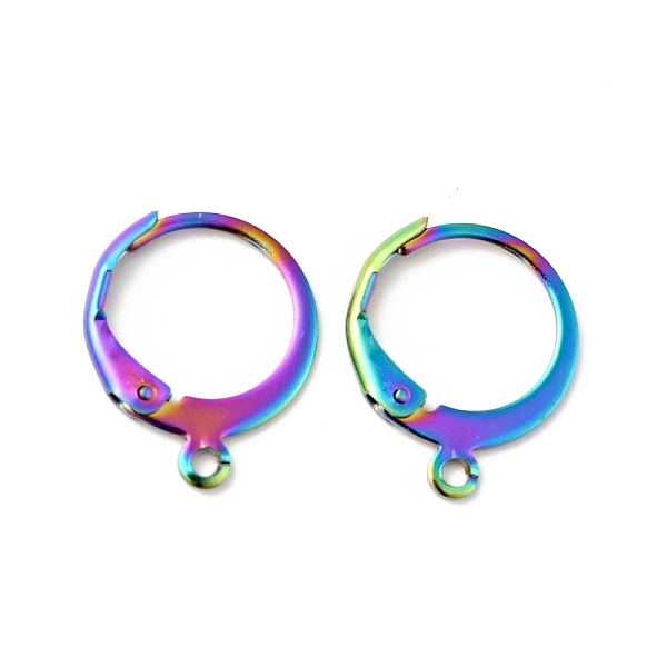 

PandaHall 304 Stainless Steel Leverback Earring Findings, with Horizontal Loops, Rainbow Color, 14.5x12x1.8mm, Hole: 1.2mm, Pin: 0.6mm 304...