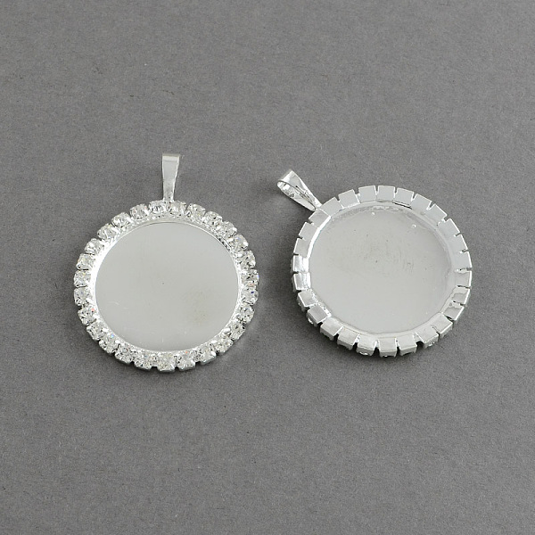 

PandaHall Brass Rhinestone Pendant Cabochon Settings, Picture Memory Frame Pendants, Flat Round, Crystal, Tray: 25mm, 41x32x3mm, Hole: 8x5mm..., Clear