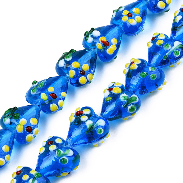 

PandaHall Handmade Bumpy Lampwork Beads Strands, Heart, Dodger Blue, 15~16x15.5~17x10.5~11.5mm, Hole: 1.4~1.8mm, about 26pcs/strand, 14.76...