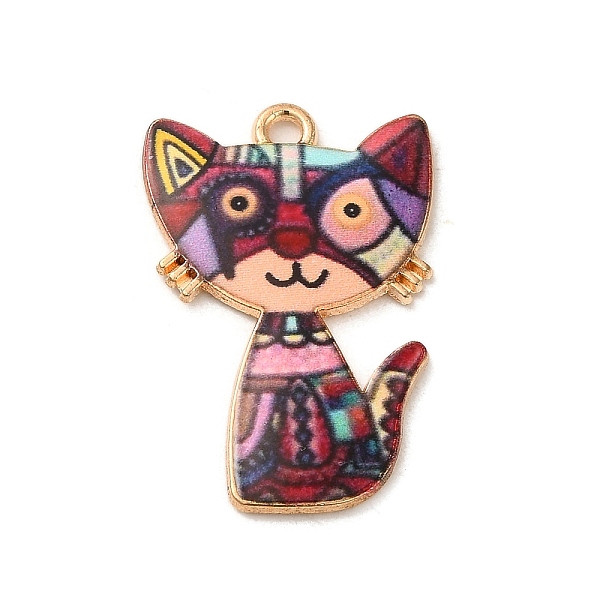 

PandaHall Alloy Enamel Pendants, Light Gold, Cat Charm, Colorful, 26x17x1.5mm, Hole: 1.6mm Alloy+Enamel Cat Shape