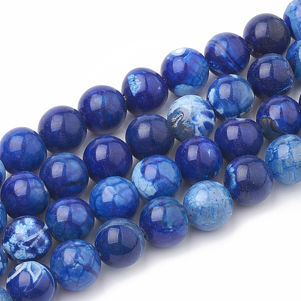 

PandaHall Dyed Natural Crackle Agate Beads Strands, Round, Blue, 12mm, Hole: 1.5mm, about 33pcs/strand, 15.1 inch Crackle Agate Round Blue