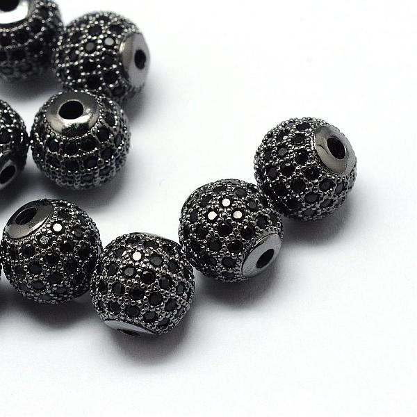 

PandaHall Rack Plating Brass Cubic Zirconia Beads, Long-Lasting Plated, Round, Gunmetal, 9.5~10x9~9.5mm, Hole: 2mm Brass+Cubic Zirconia...
