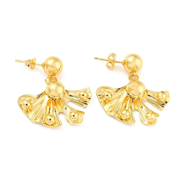 

PandaHall Rack Plating Brass Fan Dangle Stud Earrings, Long-Lasting Plated, Lead Free & Cadmium Free, Real 18K Gold Plated, 32x29mm Brass...
