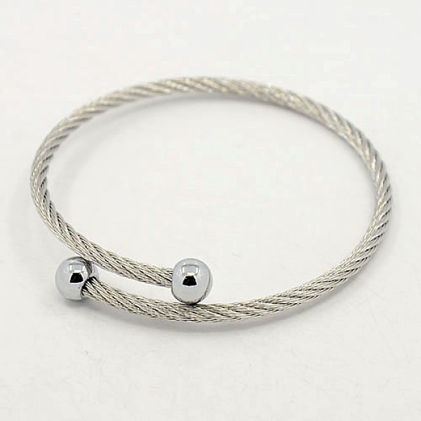 

PandaHall Trendy Men's 304 Stainless Steel Torque Bangles, Stainless Steel Color, 51mm 304 Stainless Steel