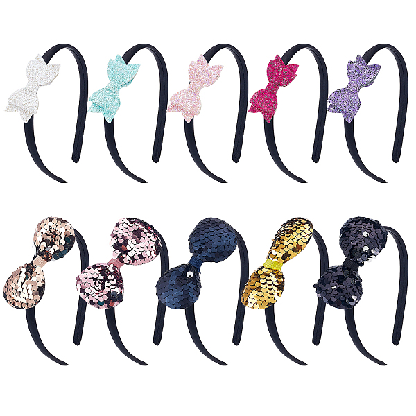 PandaHall DIY Hair Band Making Kits, Including Plastic Hair Band Findings, Bowknot Cloth Costume Accessories, Mixed Color, 20pcs/set Cloth...