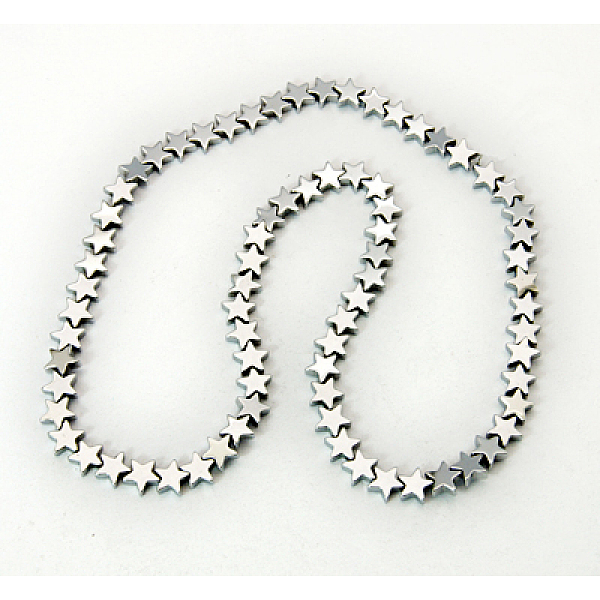 

PandaHall Non-Magnetic Synthetic Hematite Beads Strands, Star, Silver Plated, 6x6x2mm, Hole: 1mm, about 76pcs/strand, 18 inch Non-magnetic...