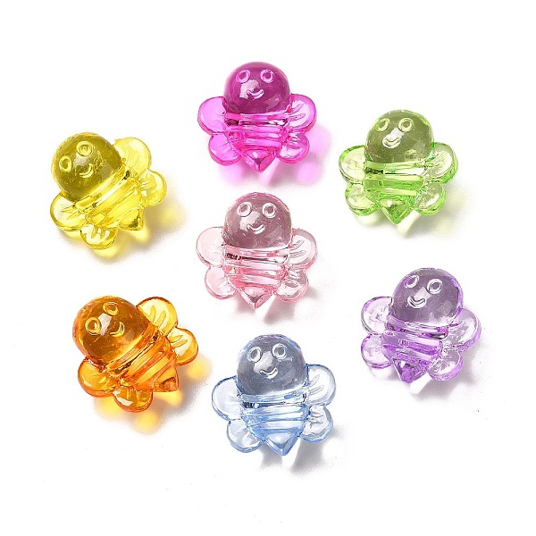 

PandaHall Transparent Acrylic Beads, Bees, Mixed Color, 25.5x25x12.5mm, Hole: 2.5mm, about 160pcs/500g Acrylic Bees Multicolor