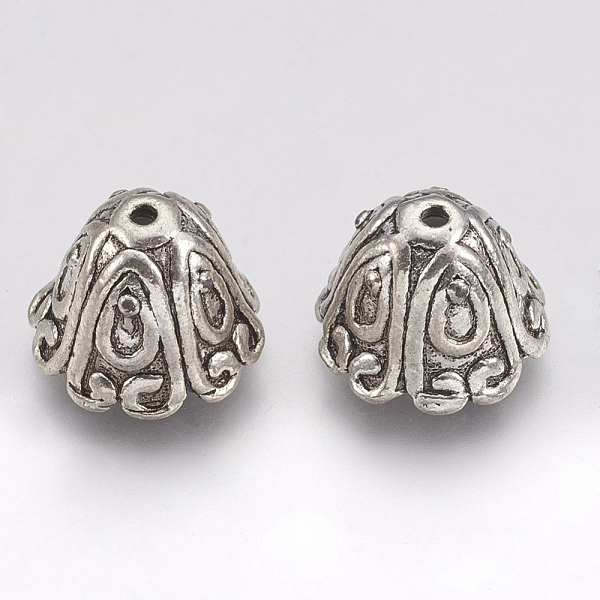 

PandaHall Tibetan Style Alloy Bead Cone, Apetalous, Cadmium Free & Lead Free, Antique Silver, 15x11mm, Hole: 1.5mm, about 210pcs/1000g Alloy