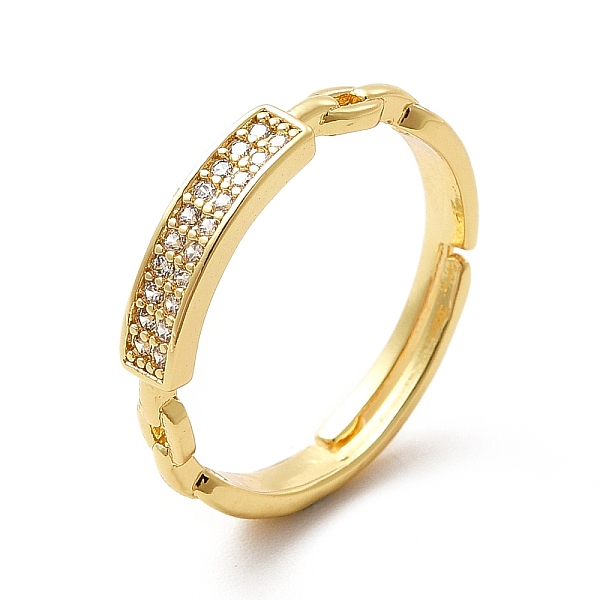 

PandaHall Clear Cubic Zirconia Rectangle Adjustable Ring, Brass Jewelry for Women, Real 18K Gold Plated, US Size 7 1/4(17.5mm) Brass+Cubic...