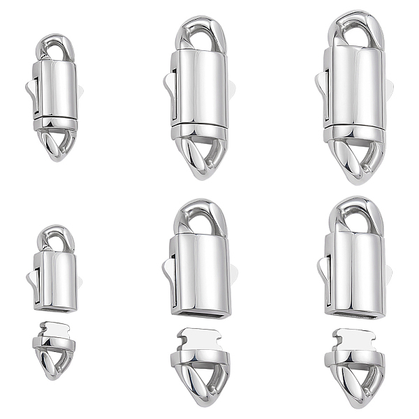 

PandaHall Unicraftale 3Pcs 3 Styles 304 Stainless Steel Snap Lock Clasps, Oval, Stainless Steel Color, 23~36x11~17x4.5~7mm, Hole: 3~5x4~5mm...