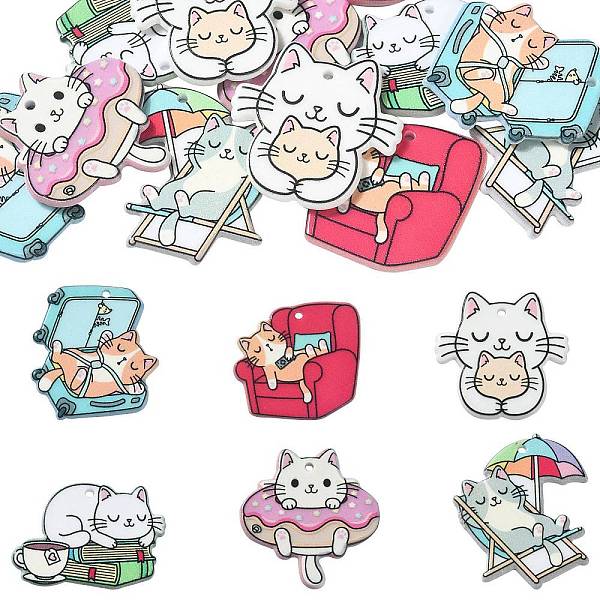 

PandaHall 12Pcs 6 Styles Printed Acrylic Pendants, Cat Charm, Mixed Color, 30~33x24~31x2.5~3mm, Hole: 1.8mm, 2pcs/style Acrylic Cat Shape..., Multicolor