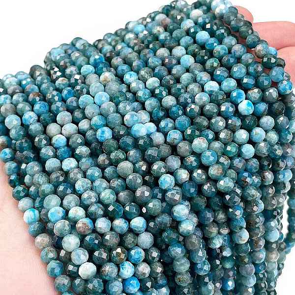 

PandaHall Natural Apatite Beads Strands, Faceted, Round, 4.5mm, Hole: 0.7mm, about 96pcs/strand, 15.55 inch(39.5cm) Apatite Round