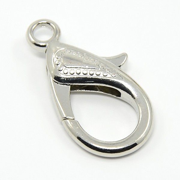 

PandaHall Tibetan Style Alloy Lobster Claw Clasps, Platinum, 30x15x4mm, Hole: 3mm Alloy Others