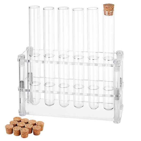 

PandaHall Olycraft 12 Sockets Transparent Acrylic 10ML Test Tube Display Rack, Multi-Use Colorimetrical Cylinder Tube Display Stand, Lab..., Clear