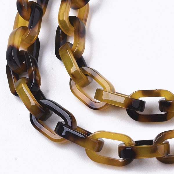 

PandaHall Two Tone Cellulose Acetate(Resin) Cable Chains, Oval, Goldenrod, Link: 11.5x7.5x2.5mm Cellulose Acetate Gold