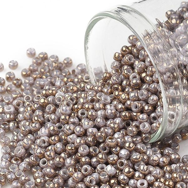 

PandaHall TOHO Round Seed Beads, Japanese Seed Beads, (1700) Gilded Marble White, 11/0, 2.2mm, Hole: 0.8mm, about 5555pcs/50g Glass White