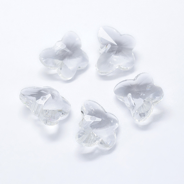 

PandaHall Transparent Glass Pendants, Faceted, Butterfly Charms, Clear, 12x15x8mm, Hole: 1.5mm Glass Butterfly Clear