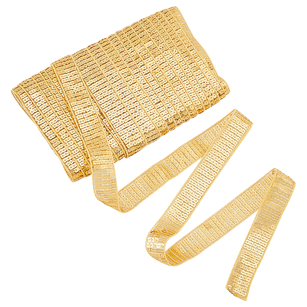 

PandaHall ARRICRAFT Sparkle Polyester Ribbon, with Sequin Flat Glitter, for Sewing and Bridal Wedding Decoration, Goldenrod, 1 inch(24mm)..., Gold