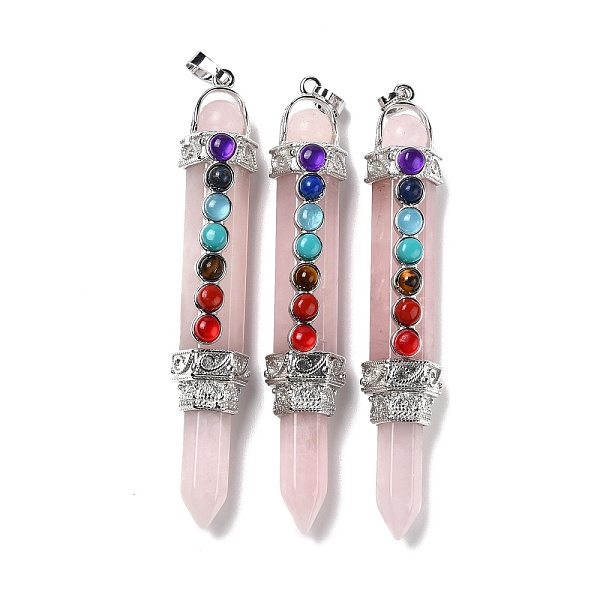 

PandaHall Chakra Theme Natural Rose Quartz Big Pendants, Eco-Friendly Brass Finding, Platinum, Cadmium Free & Lead Free, Pen, 81.5x14.5x13mm...