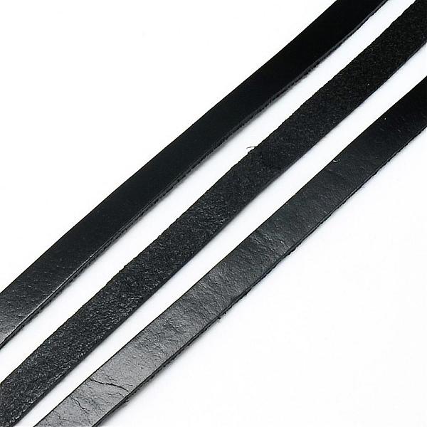 

PandaHall Cowhide Cord, Black, 3x2mm, about 100yard/bundle(300 feet/bundle) Cowhide Flat Black