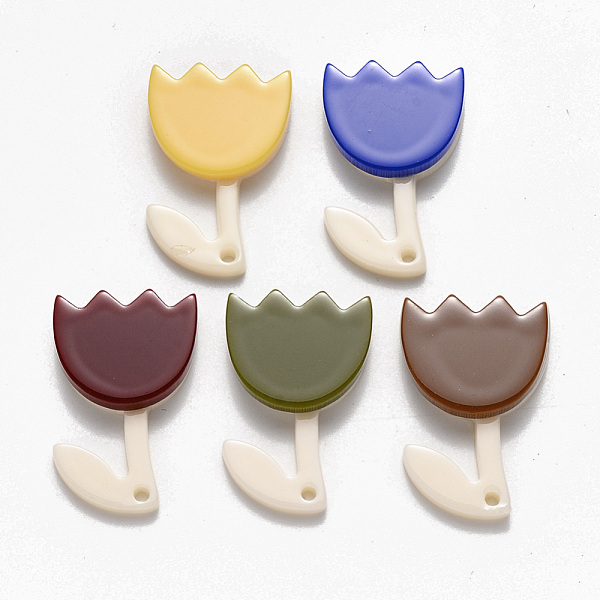 

PandaHall Cellulose Acetate(Resin) Pendants, Flower, Mixed Color, 27.5x18x4.5mm, Hole: 1.4mm Cellulose Acetate Flower Multicolor
