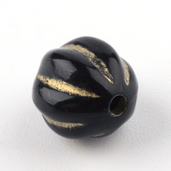 

PandaHall Round Plating Acrylic Beads, Golden Metal Enlaced, Black, 8x8mm, Hole: 1mm, about 2090pcs/500g Acrylic Round Black