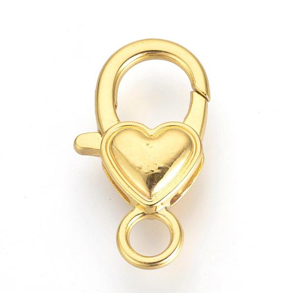

PandaHall Alloy Lobster Claw Clasps, Heart, Golden, 26.5x15x6.5mm, Hole: 4mm Alloy Heart