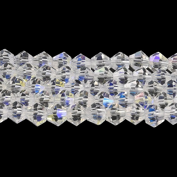 

PandaHall Transparent Electroplate Glass Beads Strands, AB Color Plated, Faceted, Bicone, Clear AB, 4x4mm, Hole: 0.8mm, about..., White