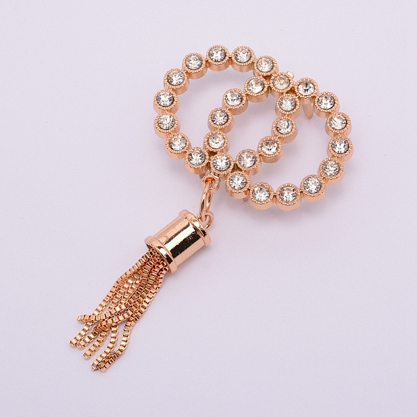 

PandaHall Zinc Alloy Box Chain Tassel Rivets, with Crystal Glass Rhinestone, for Handbag Decoration, Double Rings, Light Gold..., Clear