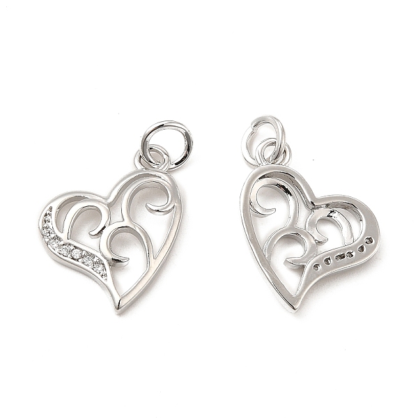 

PandaHall Brass Micro Pave Clear Cubic Zirconia Charms, with Jump Ring, Hollow Asymetrical Heart Charm, Platinum, 15x13x2.5mm, Hole: 3.5mm...