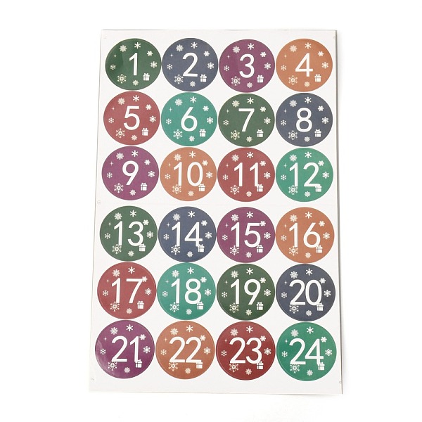 

PandaHall Christmas Advent Calendar Stickers, 1~24 Number Christmas Countdown Stickers, for Gift Sealing Stickers, DIY Crafts, Baking...
