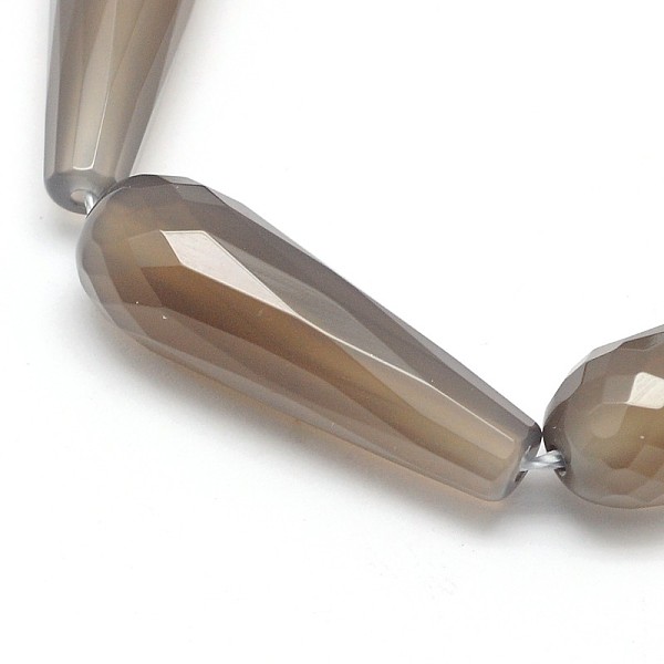 

PandaHall Natural Grey Agate Beads Strands, Faceted Teardrop, 30x10mm, Hole: 2mm, about 13pcs/strand, 14.9 inch Grey Agate Teardrop Gray