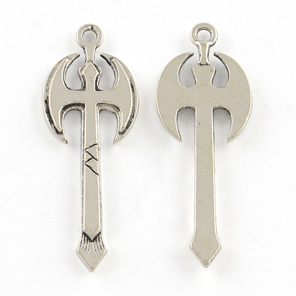 PandaHall Tibetan Style Alloy Pendants, Cadmium Free & Lead Free, Axe, Antique Silver, 37x14x2mm, Hole: 2mm, about 510pcs/1000g Alloy Tool