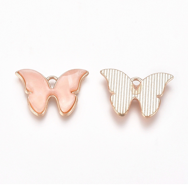 

PandaHall Light Gold Plated Alloy Pendants, with Acrylic, Butterfly, Pink, 15.5x22x2.7mm, Hole: 1.8x3mm, 10pcs/bag Alloy+Acrylic Butterfly...