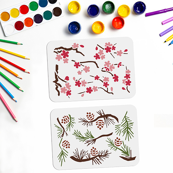 

PandaHall 2Pcs 2 Styles PET Hollow Out Drawing Painting Stencils, for DIY Scrapbook, Photo Album, Flower, 297x210mm, 1pc/style Plastic...