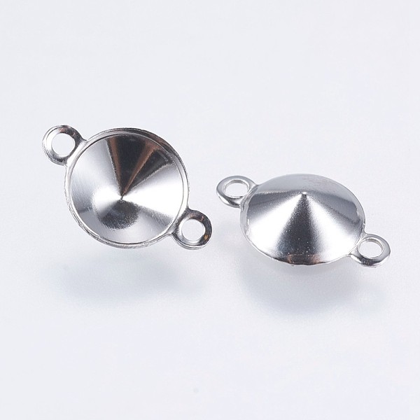 

PandaHall 304 Stainless Steel Connector Rhinestone Settings, Cone, Stainless Steel Color, Fit for 6mm Rhinestone, 10.5x6.5x2mm, Hole: 1mm...