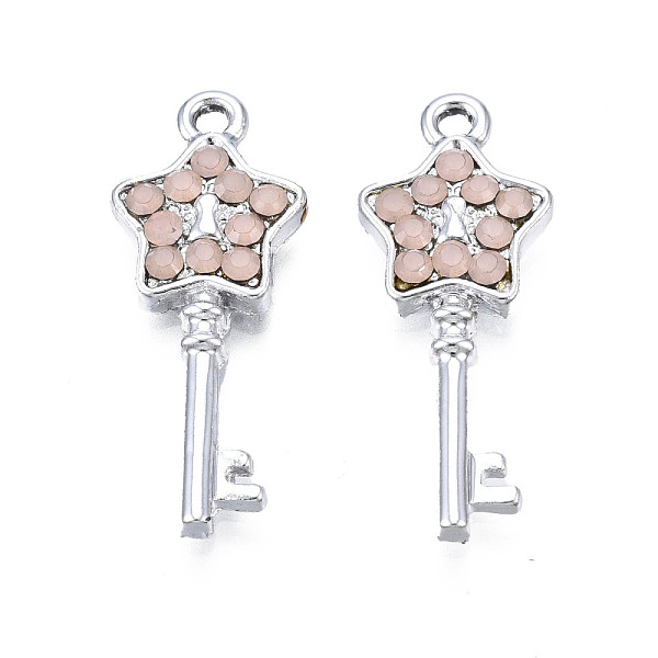 

PandaHall UV Plating Alloy Pendants, with Resin, Platinum, Cadmium Free & Lead Free, Star Key, Dark Salmon, 26x10.5x2.5mm, Hole: 1.6mm Alloy...