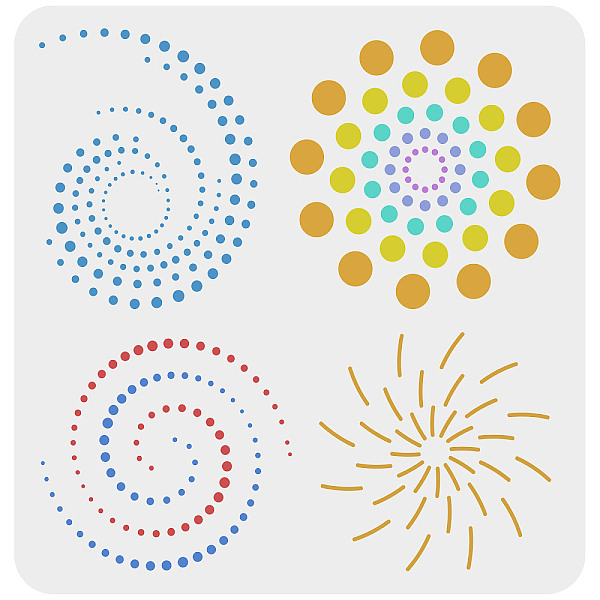 PandaHall FINGERINSPIRE Dots Spiral Stencil 30x30cm Reusable Geometric Spiral Stencil Mandala Dot Painting Templates DIY Craft Decoration...