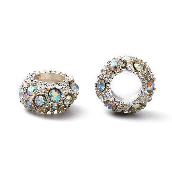 Crystal AB Rhinestone European Alloy Beads Fit Charm Bracelets To Make Jewelry