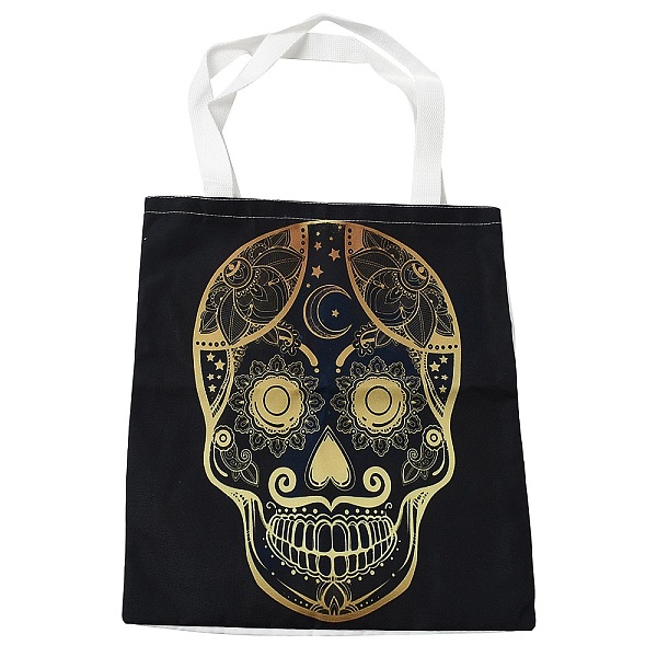 

PandaHall Canvas Tote Bags, Reusable Polycotton Canvas Bags, for Shopping, Crafts, Gifts, Skull, 59cm Polycotton Skull Black