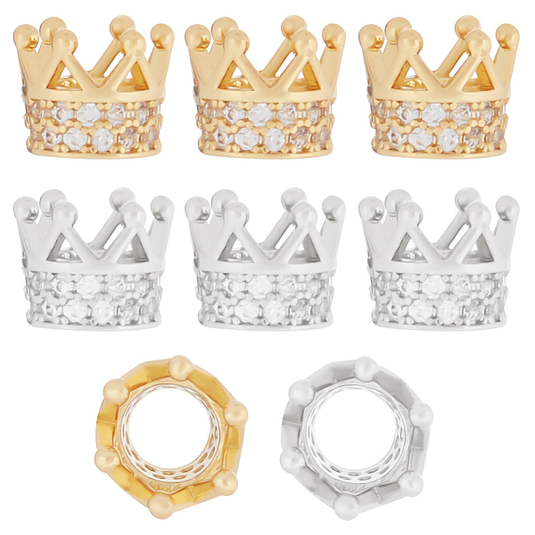 

PandaHall Beebeecraft 8Pcs 2 Colors Brass Micro Pave Cubic Zirconia Beads, Long-Lasting Plated, Crown, Mixed Color, 7x5mm, Hole: 3mm...