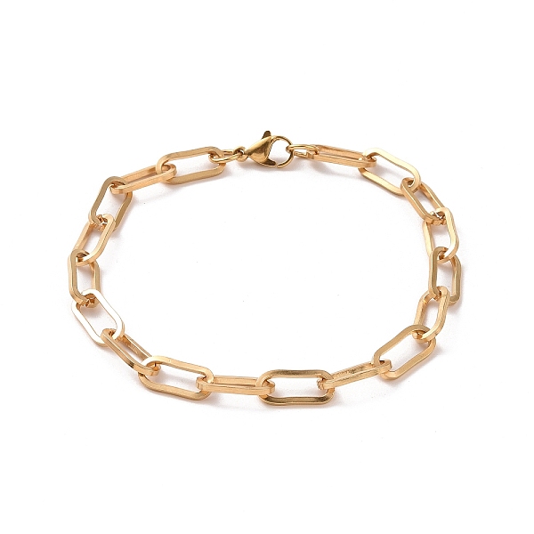 

PandaHall Vacuum Plating 304 Stainless Steel Paperclip Chain Bracelet for Men Women, Golden, 9-1/8 inch(23cm) 304 Stainless Steel
