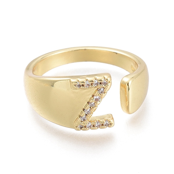 

PandaHall Brass Micro Pave Clear Cubic Zirconia Cuff Rings, Open Rings, Real 18K Gold Plated, Letter, Letter.Z, Size 5, Inner Diameter...