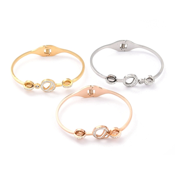 

PandaHall 304 Stainless Steel Bangles, with Polymer Clay Rhinestone, Roman Numerals, Crystal, Mixed Color, Inner Diameter: 2-3/8x1-3/4 inch..., Clear