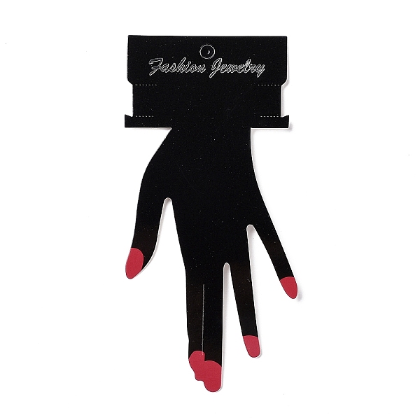 

PandaHall Hand Shaped Cardboard Paper Bracelet Display Cards, with Word Fashion Jewelry, Black, 17.7x8.5x0.04cm, Hole: 7~8mm Paper Word...