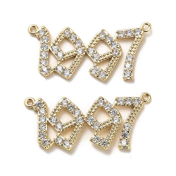 

PandaHall Brass Micro Pave Cubic Zirconia Pendants, Long-Lasting Plated, Number 1997, Golden, 14.5x30x2mm, Hole: 0.9mm Brass+Cubic Zirconia..., Clear