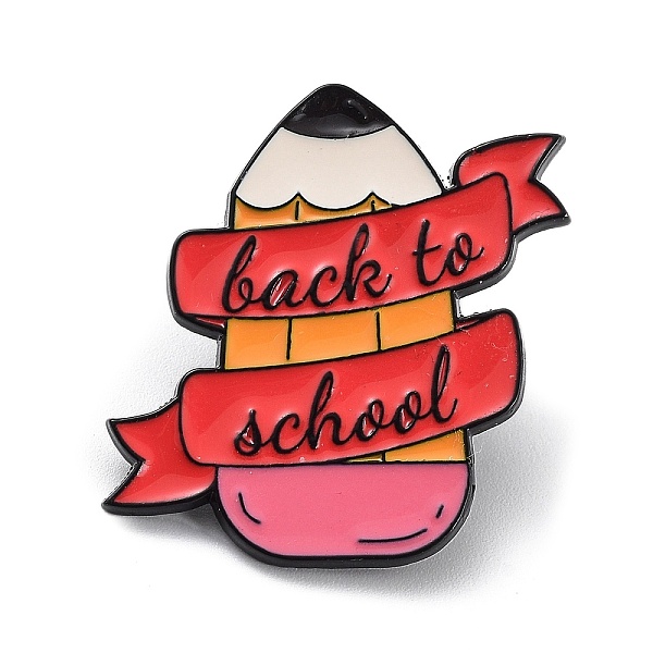 

PandaHall Back to School Theme Enamel Pins, Black Alloy Brooch for Backpack Clothes, Pencil, 30x30x1mm Alloy+Enamel Pencil