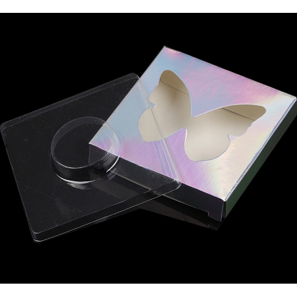 PandaHall Paper Folding Boxes, Empty Eyelash Packaging Box, with Clear Heart Window, Square, Colorful, 7.2x7.2x1.2cm Paper Square